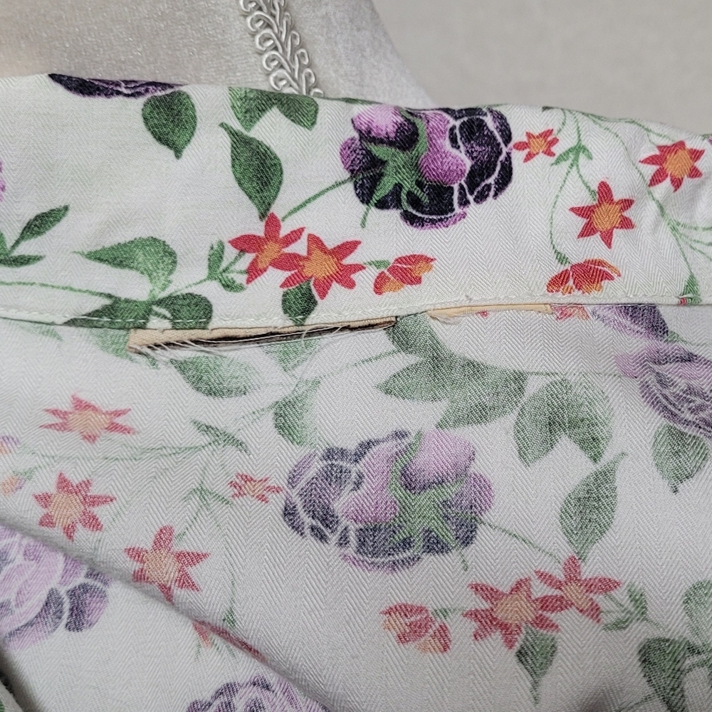 American Eagle Outfitters 80s Vintage White Purple Cabbage Rose Maxi Dress XL - Picture 12 of 12